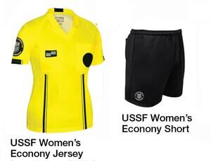 USSF NEW Official Uniform Soccer Referee Set XXL Top / XL Shorts Yellow Jersey